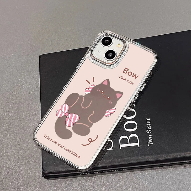 Blue Silver Plated Mirror English Transparent Frame Phone Case