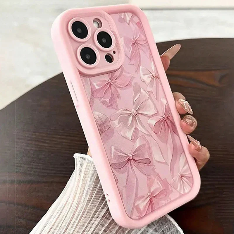 Pink Bow Pattern Silicone Phone Case