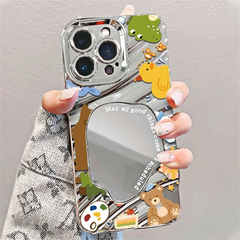 Snake Graphic Plating Mirror Wave Pattern Shockproof Bumper Cover Phone Case