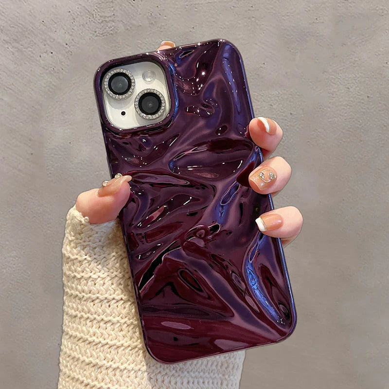 Plating Purple Meteorite Fold Texture Glossy Phone Case