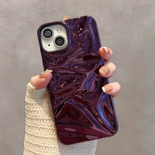 Plating Purple Meteorite Fold Texture Glossy Phone Case