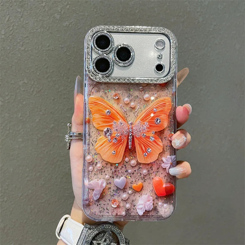 Luxury Diamond Sequins Butterfly Phone Case For iPhone