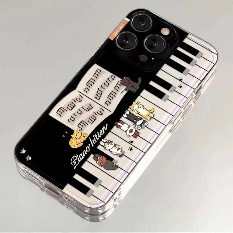 Piano With Cartoon Cat Phone Case