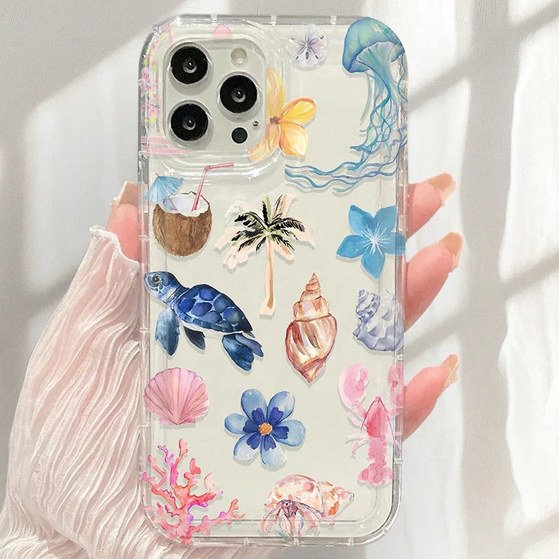 Summer Marine Animals Sea Turtle Print Clear Phone Case