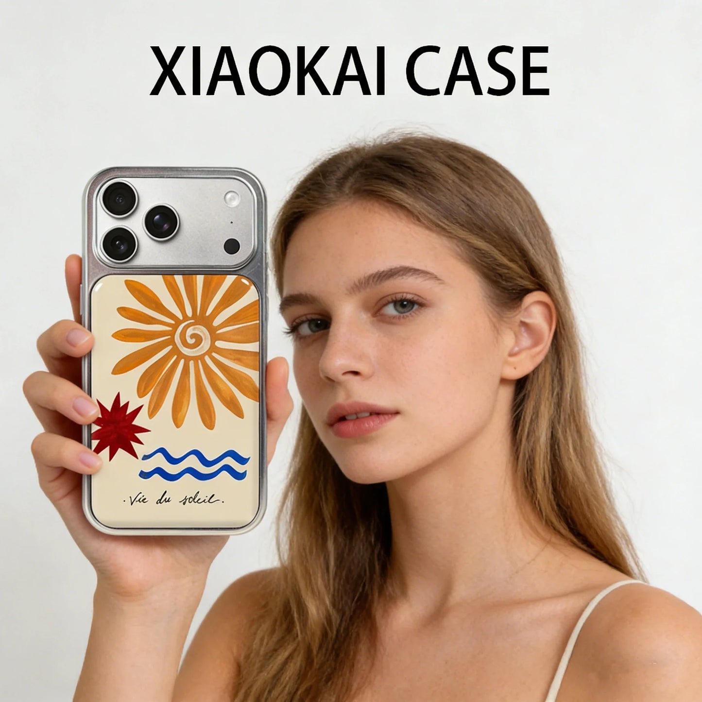 Simple Design Sun Print Silver Frame Phone Case For iPhone