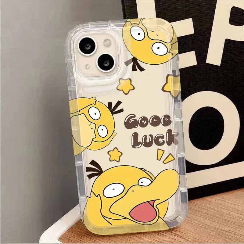 Cartoon Lovely Psyducks Clear Silicone Protective Phone Case