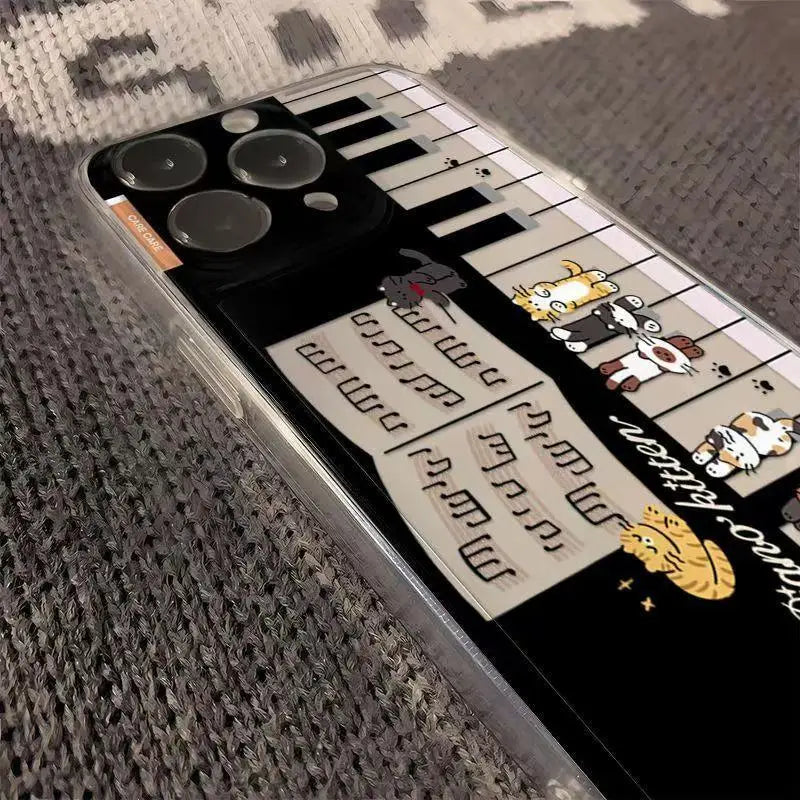 Piano With Cartoon Cat Phone Case
