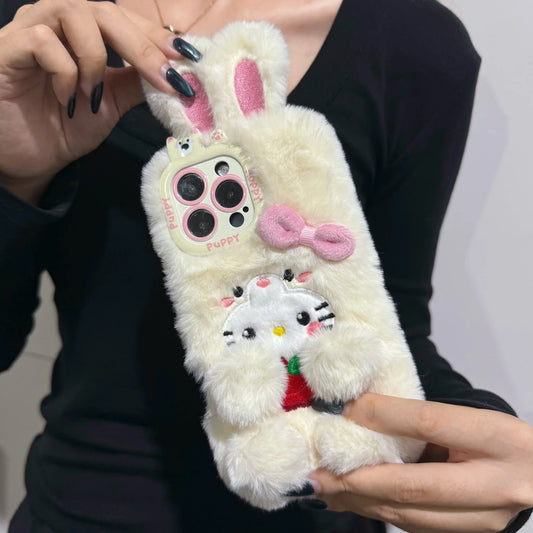 Cartoon Cute 3D Bow Plush Bunny Kawaii Phone Case