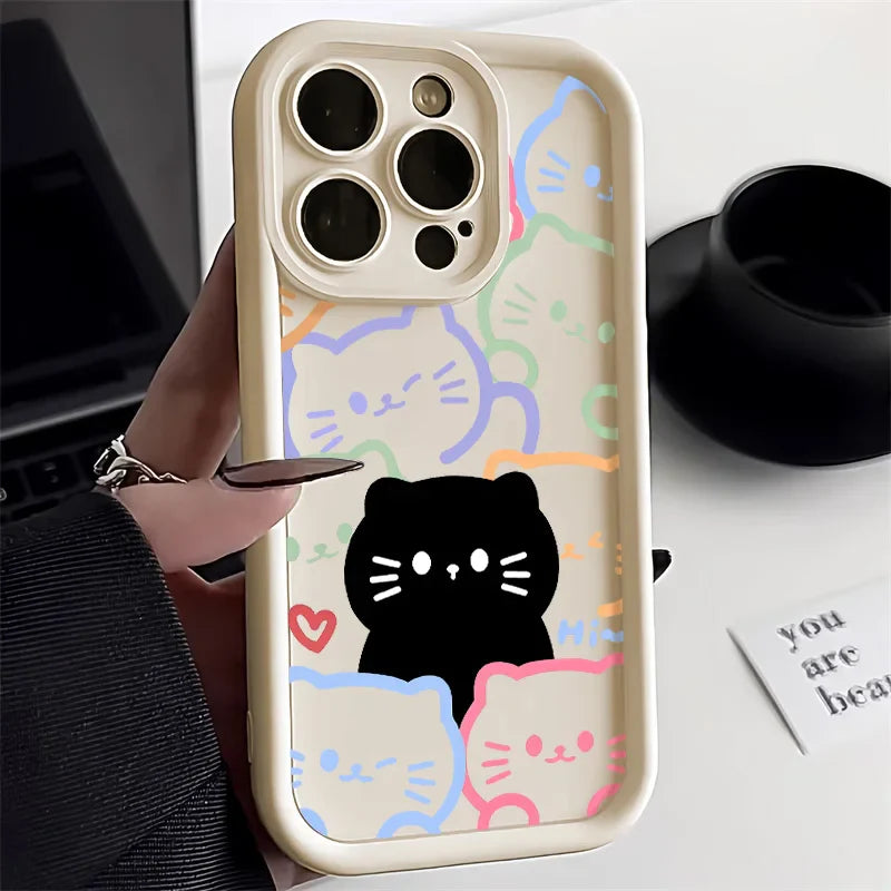 Black Cat Soft Silicone Cover Fundas Phone Case