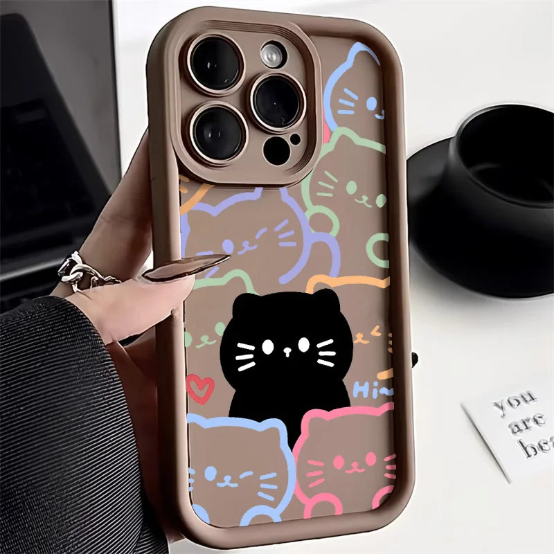 Black Cat Soft Silicone Cover Fundas Phone Case
