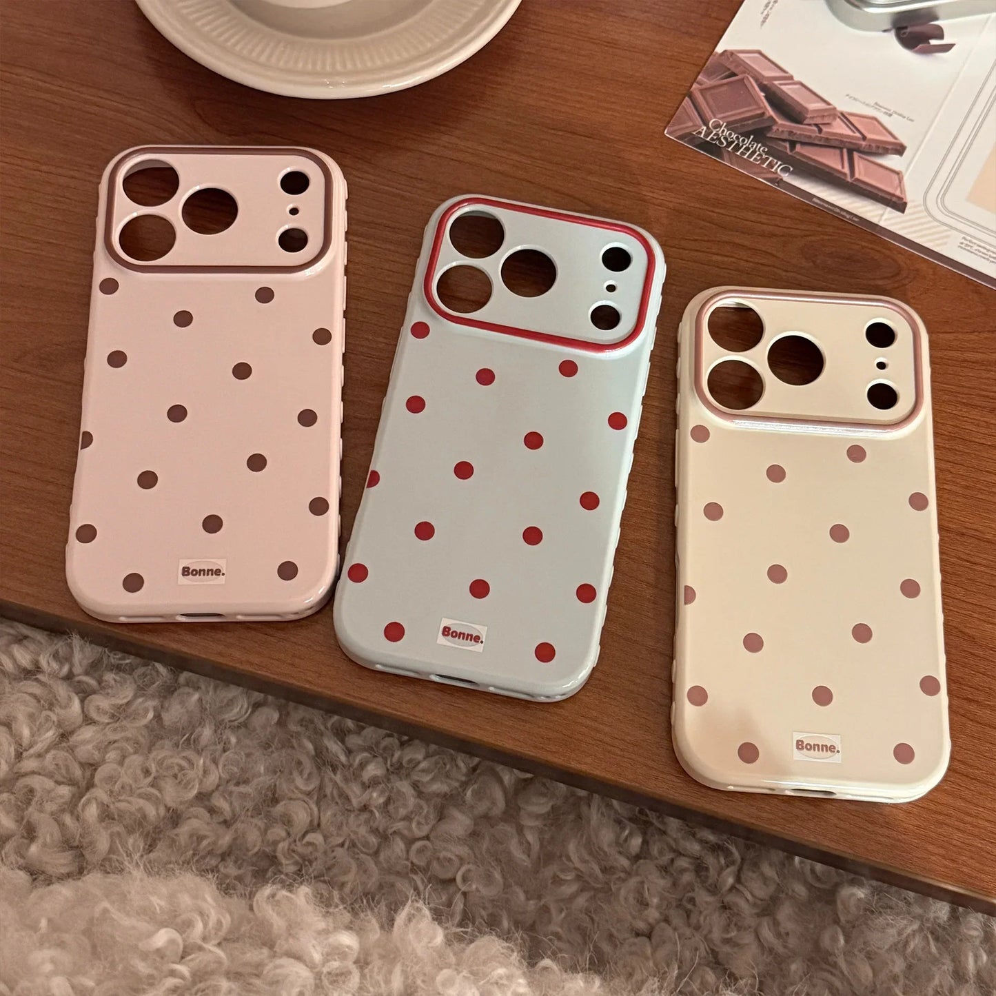 Korean Full Screen Polka Dots Soft Phone Case For iPhone