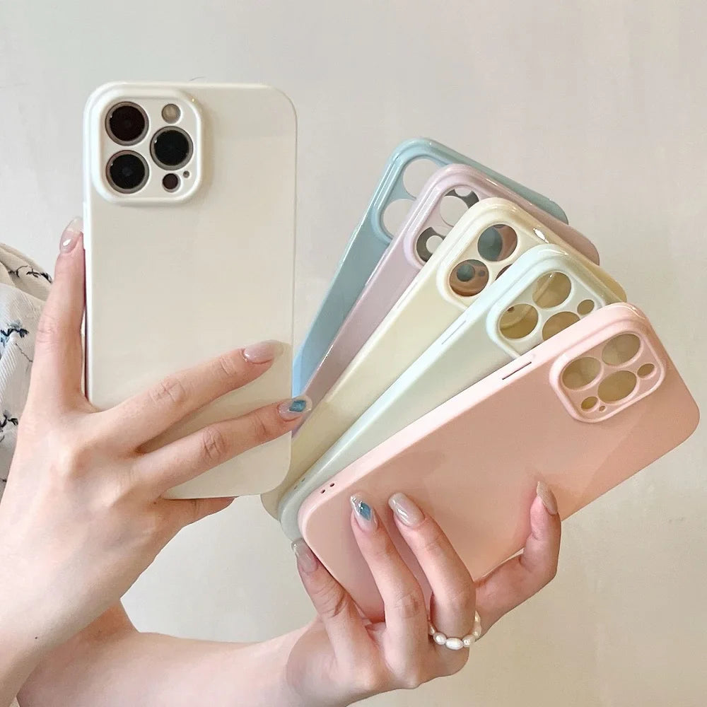 Solid Cream Color Shockproof  Phone Case