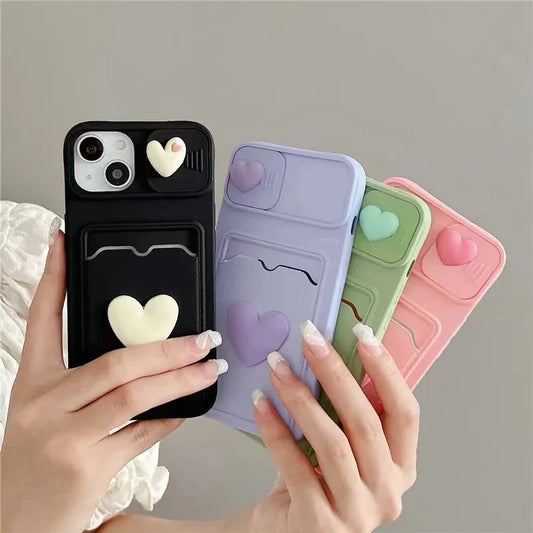 Simple Love Silicone Wallet Card Phone Case