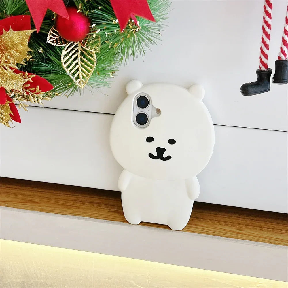 Soft Silicone Cartoon Cute White Bear Shockproof Phone Case