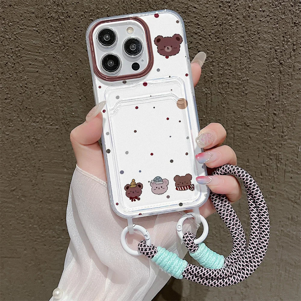 Wrist Chain Soft Card Bag Cover Cute Cartoon Phone Case