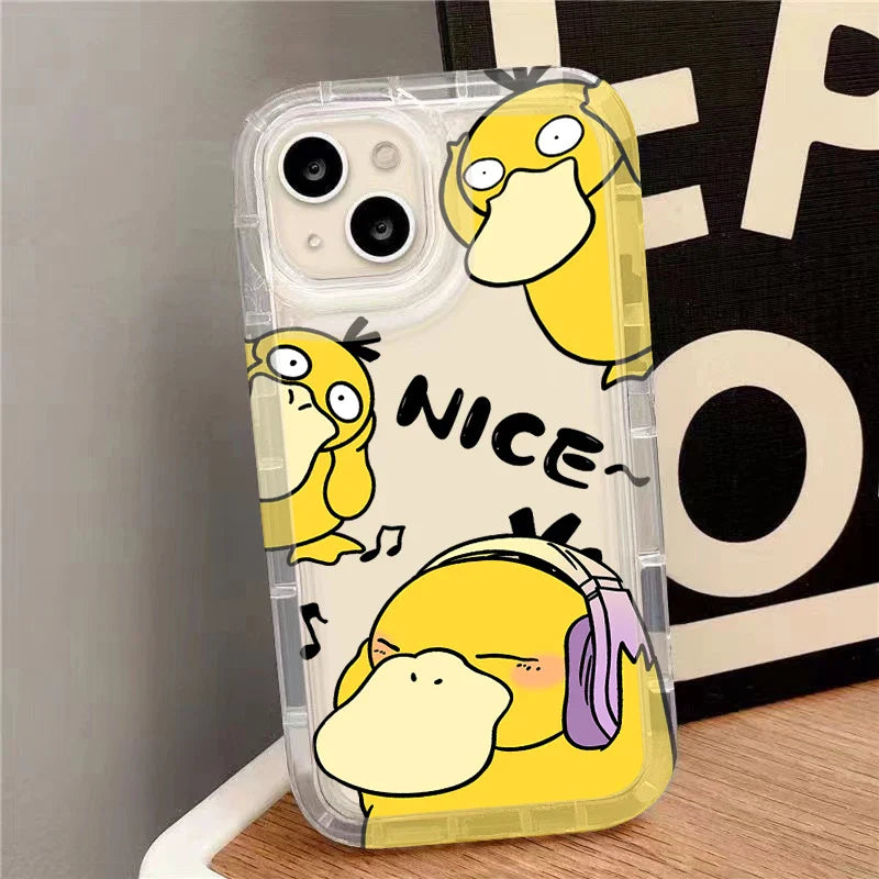 Cartoon Lovely Psyducks Clear Silicone Protective Phone Case