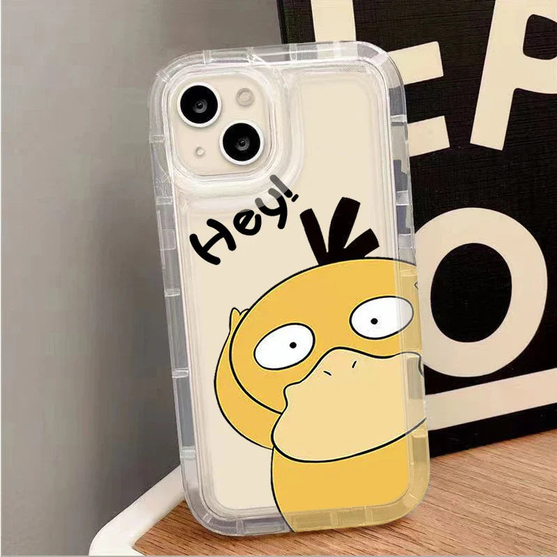 Cartoon Lovely Psyducks Clear Silicone Protective Phone Case