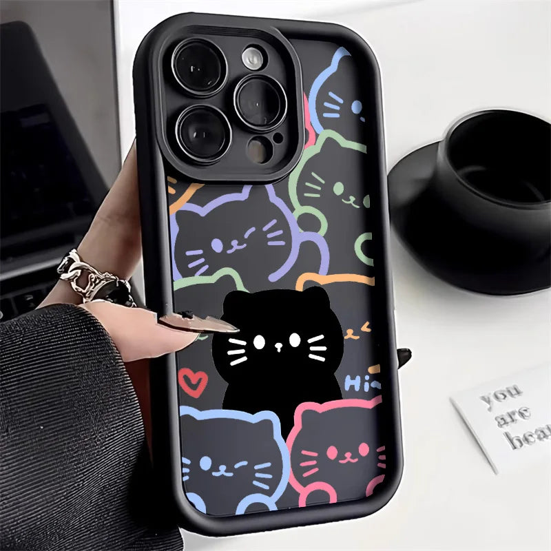 Black Cat Soft Silicone Cover Fundas Phone Case