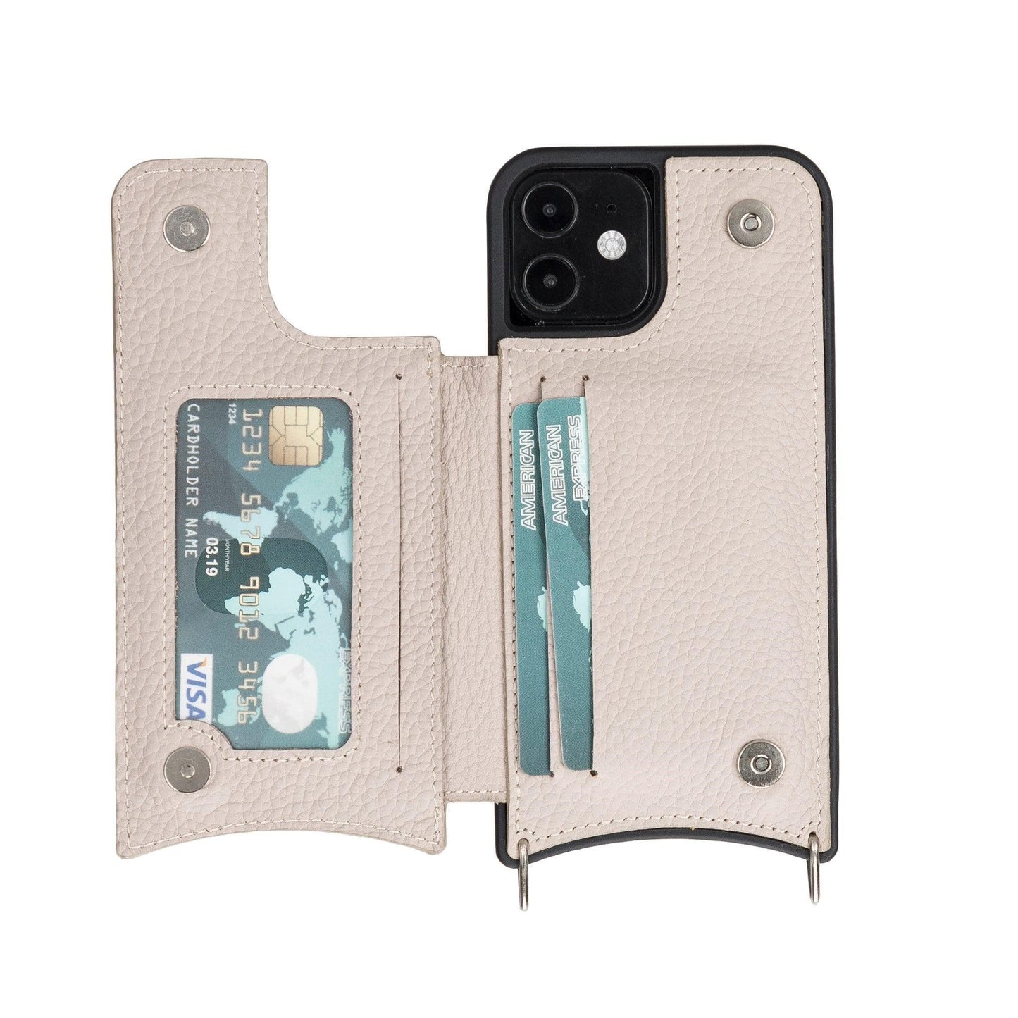 Saff iPhone 12 Mini Leather Case with Shoulder Strap
