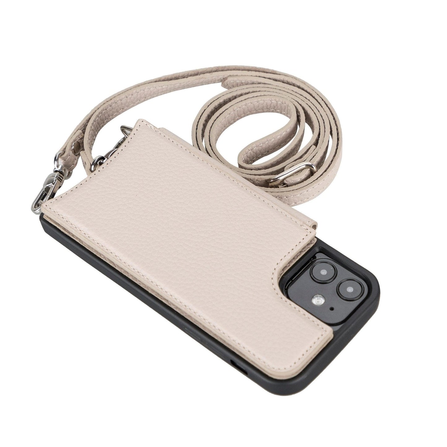 Saff iPhone 12 Mini Leather Case with Shoulder Strap