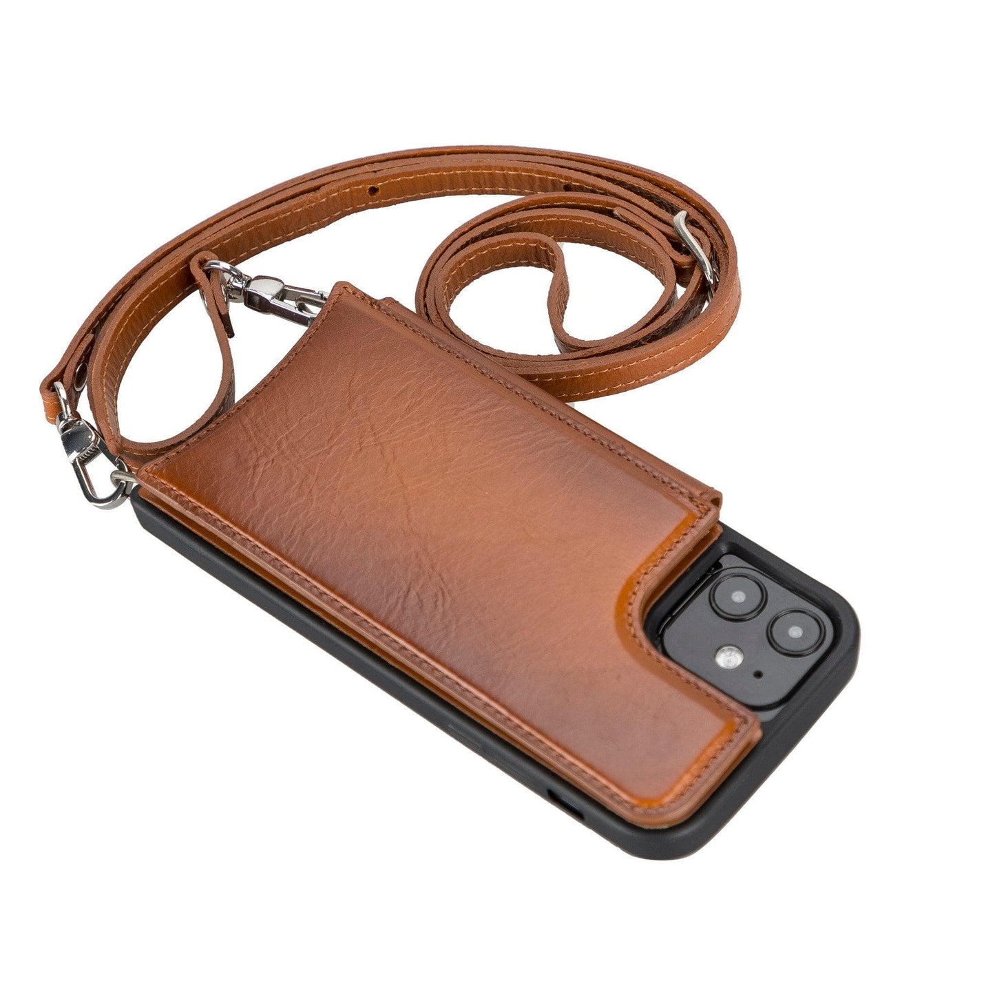 Saff iPhone 12 Pro Max Leather Case with Shoulder Strap