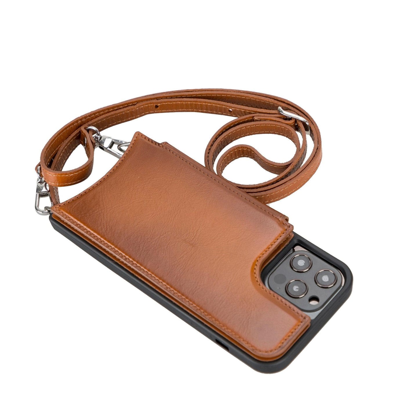 Saff iPhone 12 Pro Max Leather Case with Shoulder Strap
