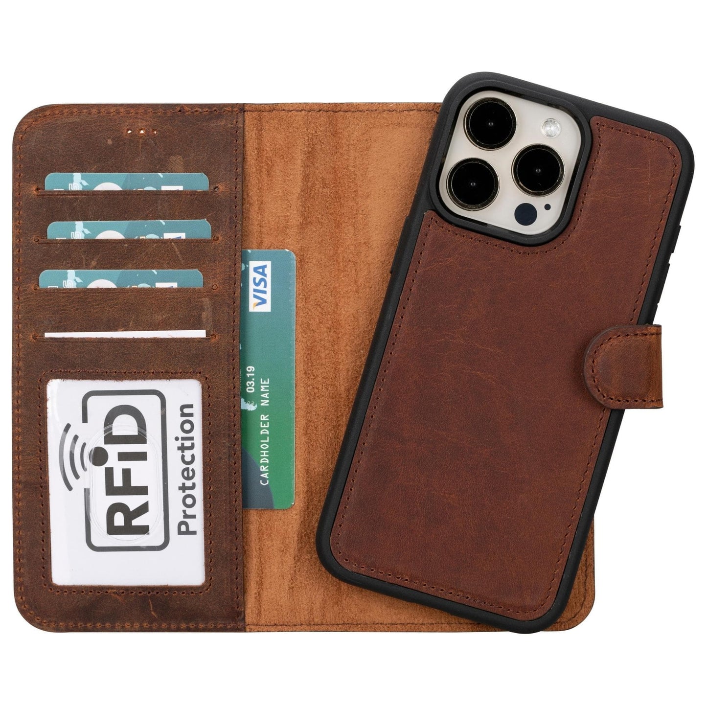 Magic iPhone 15 Pro Max Detachable Leather Wallet Case
