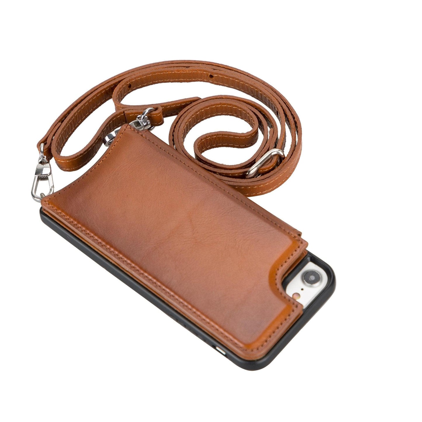 Saff iPhone SE / 8 / 7 Leather Case with Shoulder Strap
