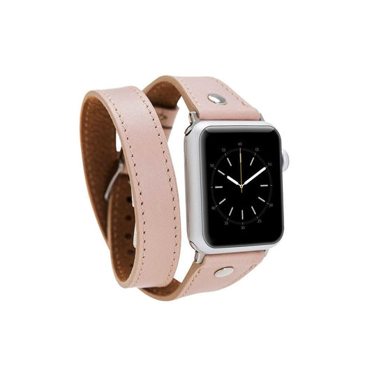 Hector Double Tour Leather Apple Watch Band with Silver Trok