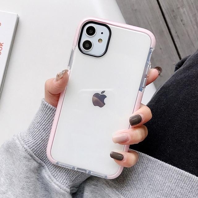 Solid Color Clear Shockproof iPhone Case