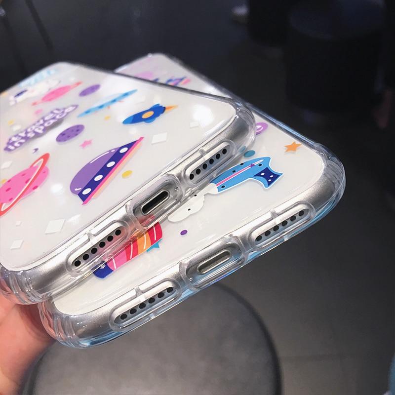 Cartoon Astronaut Planet Transparent iPhone Case