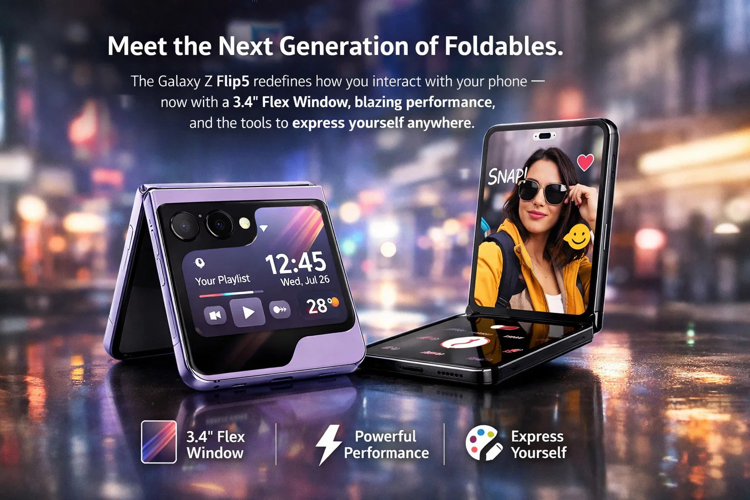 Samsung Galaxy Z Flip 5 (Unlocked) | 5Star Wireless Samsung Galaxy Z Flip 5 (Unlocked) | 5Star Wireless