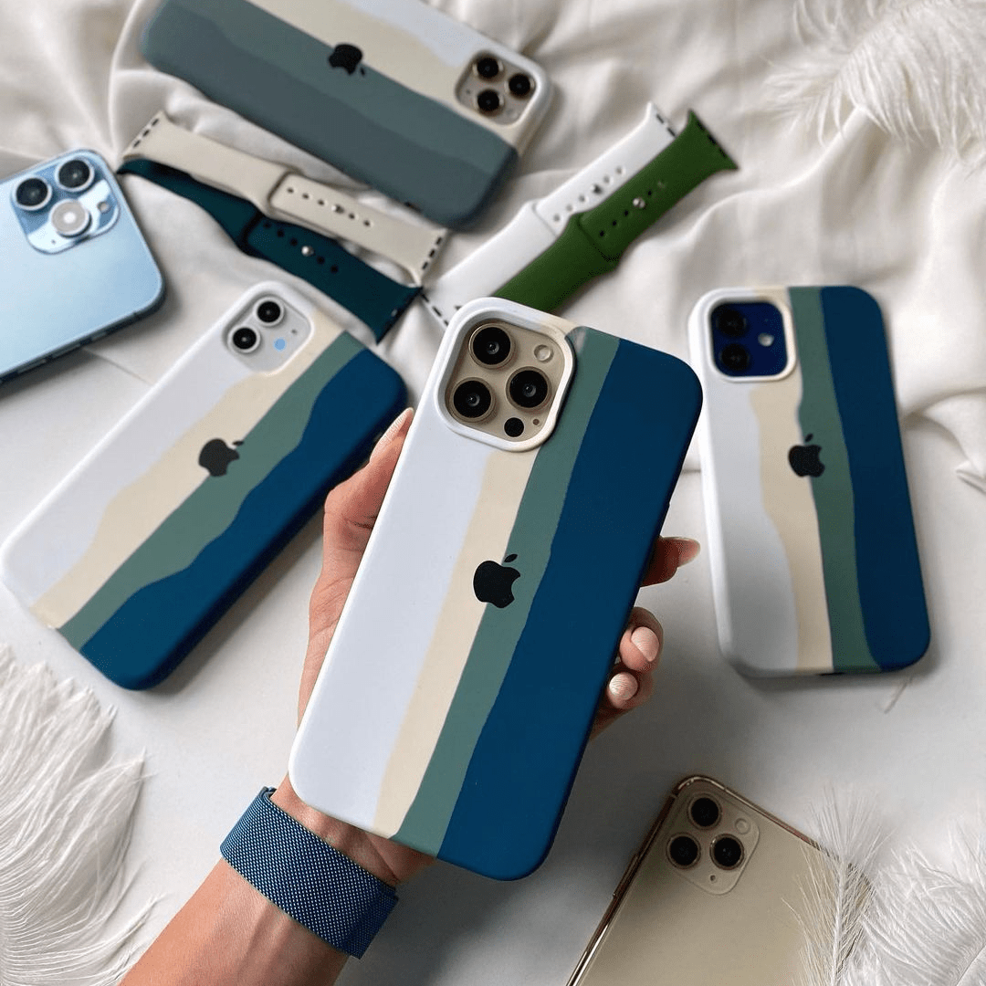 iPhone Silicone Case (Teal Rainbow) – 5Star Wireless